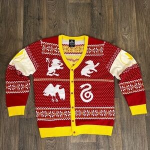 Wizarding World Harry Potter Unisex Size XL Red Yellow Button Down Cardigan